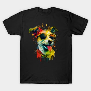 Colourful cool Jack Russell Terrier dog with sunglasses two T-Shirt